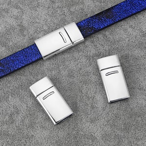 3 Sets Bracelet Clasp 10x2mm Silver Tone 10mm Flat Leather Clasps Jewelry Making