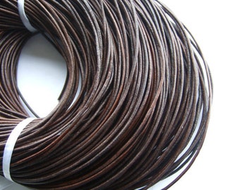 2mm leather cord antiqued brown round Genuine cow leather cord P244