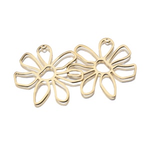 10 Brass Flower Charms , Flower Shaped Raw Brass Pendant , Brass Earring Findings Making , Jewelry Supplies 36x34mm