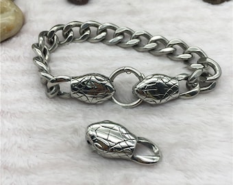 Stainless Steel Snake Head Spring Clasp Bracelet Connector for Link Chains End Clasps Women Men Bracelets Findings