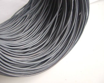 2mm leather cord rough Grey round Genuine cow leather cord