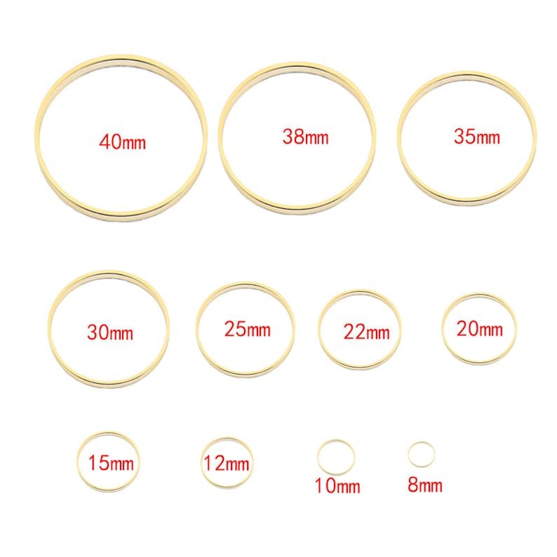 20-50pcs Brass Gold Plated Round Circle Loop Connectors Resin Mold Ring ...