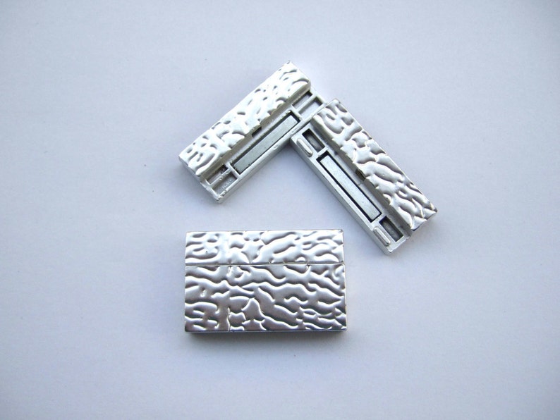 3 Sets Flat Magnetic Clasp 35x3mm Embossed Clasp for up to 35mm flat leather bracelet making image 3