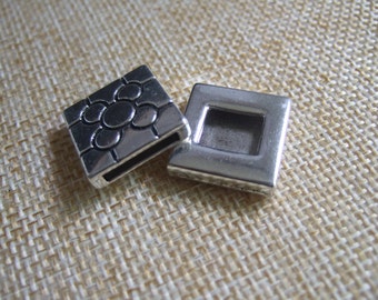10 stuks antieke zilveren vierkante schuivers voor 5 mm - 13 mm platte leren of meeraderige ronde leren armbanden