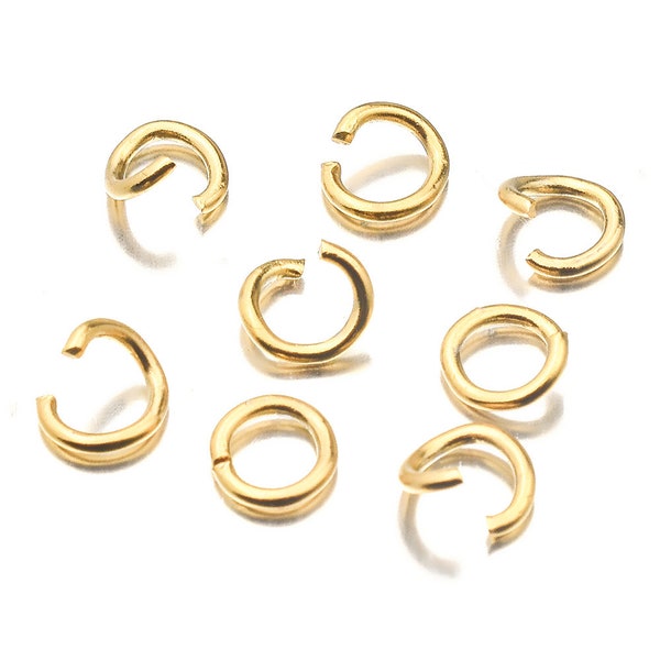 100pcs/lot 18K Gold Stainless Steel Open Jump Rings Direct 4/5/6mm Split Rings Connectors for DIY Jewelry Findings Making