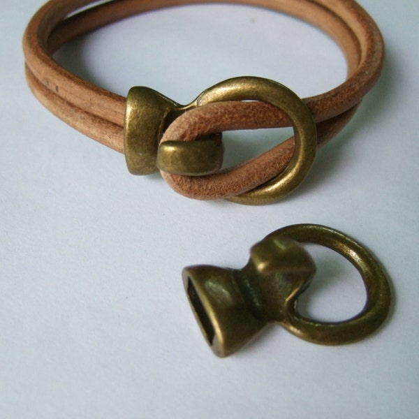 5 fermoir à crochet ouvert en bronze antique, fermoir tout-en-un pour cordon en cuir rond de 5 mm