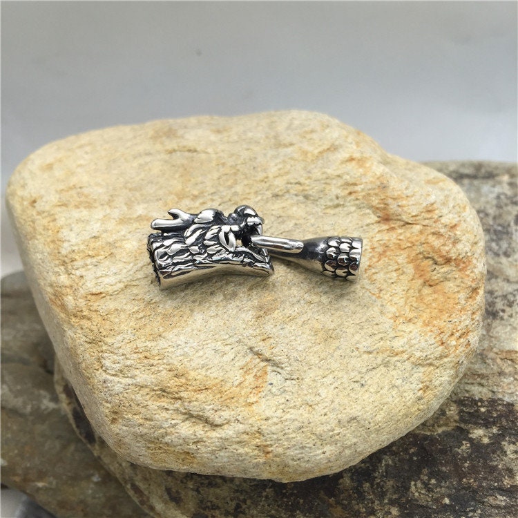 8mm Hole Stainless Steel Dragon Head Tail Hook Clasp , Leather
