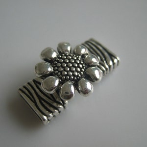 3 Sets Antique Silver Sunflower Hook / Focal Clasp for use with 5mm-10mm Flat Leather Cord image 5