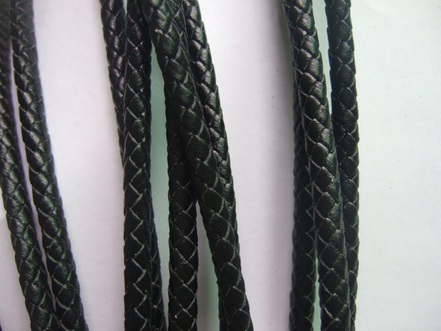 3 Yards Braided Leather Cord 6mm Round Black Bracelet
