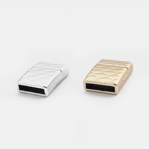 マットシルバー/ゴールド 12 x 2 mm クラスプ フラットレザーブレスレットクラスプ 金具 3セット
