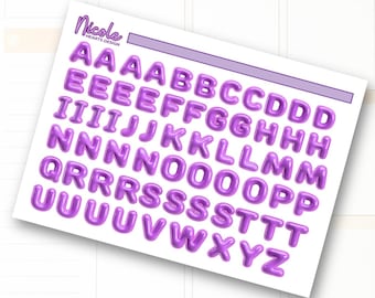 Paarse bubbelletterstickers | Junk Journal | Scrapbook | Planner