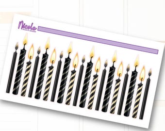Zwarte kaarsstickers | Halloween | Junk Journal | Scrapbook | Planner