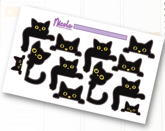 Stickers met zwarte katten | Junk Journal | Scrapbook | Planner