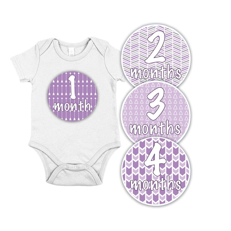 Baby Month Milestone Stickers Purple Arrows