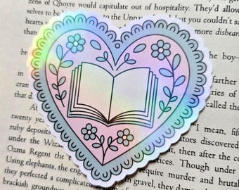 Heart Book Lover Holo Sticker | Junk Journal | Scrapbook | Planner