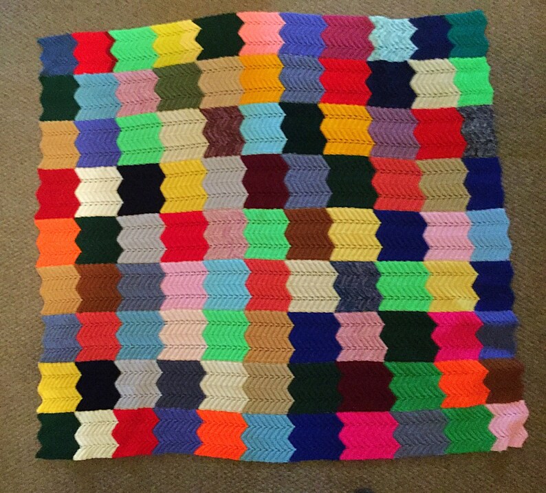 Vintage Knitted Blanket Patchwork Knitted Blanket Knitted Etsy UK