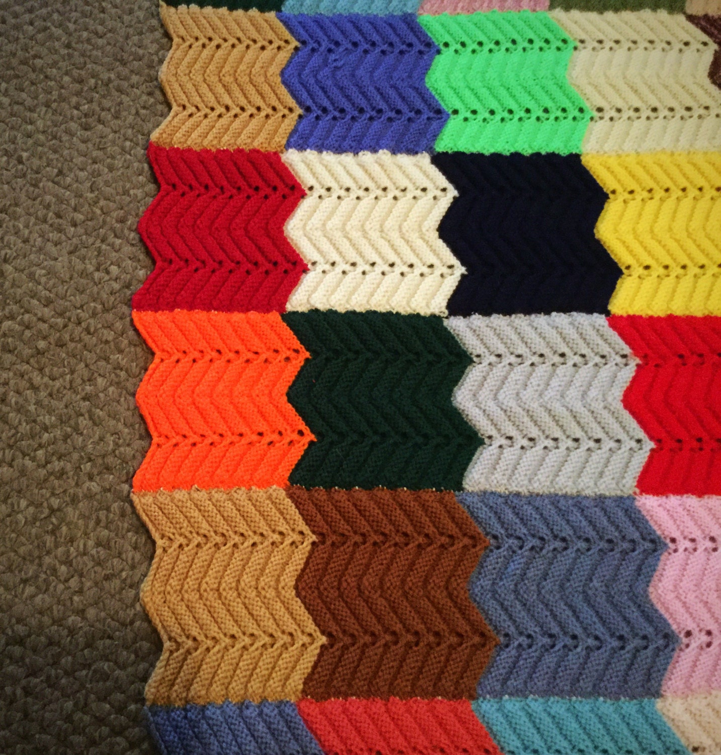 Vintage Knitted Blanket Patchwork Knitted Blanket Knitted Etsy UK