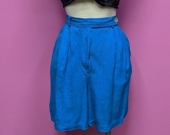 Carole Little / Hellblaue Rayon Shorts / 31 "Taille / Hohe Taille