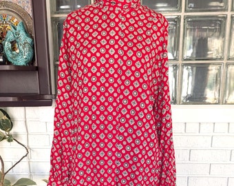 Pendleton/Red Print Blouse/Size 12/Button Up Blouse