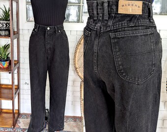 Riders/90's Black Denim Jeans/30" Waist/Size 12 P/Women's Vintage
