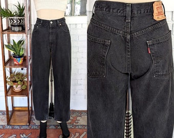 Vintage Levi's 550 Relaxed Fit Black Denim Jeans/29" Waist/High Waist Jeans/Straight Leg