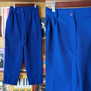 Vintage Royal Blue Polyester Trousers/27" Waist/Tapered Leg/Women's Vintage