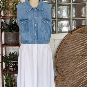 two tone denim dress Two Tone Belted Denim Twill Dress with Pockets