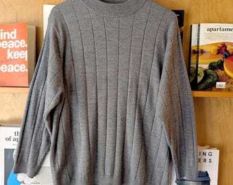 Roaman's Vintage 90's Gray Wide Ribbed Sweater Size Large