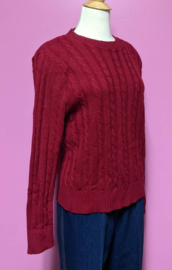 Sears/The Fashion Place/Cranberry Cable Knit Swea… - image 6