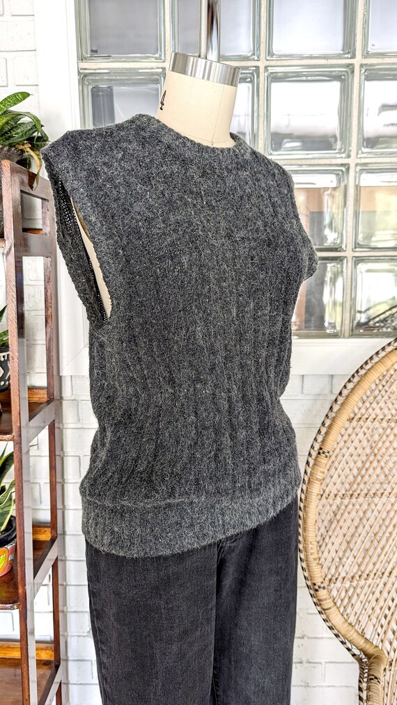 Country Craft/Fuzzy Gray Angora Knit Sweater Vest… - image 2