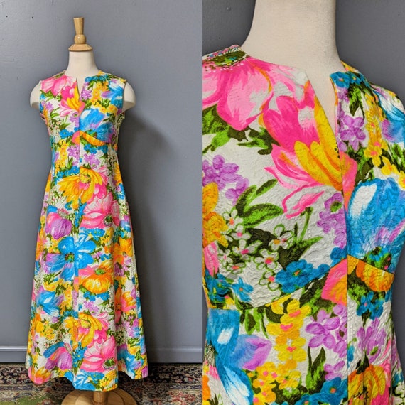 60's Flutterbye Maxi Dress/Hostess Dress/Sleeveles