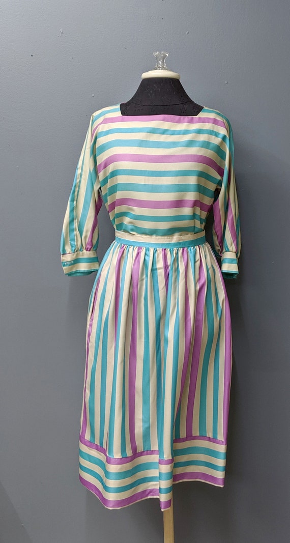 80's Main Street Skirt and Top Set/Striped Skirt … - image 2