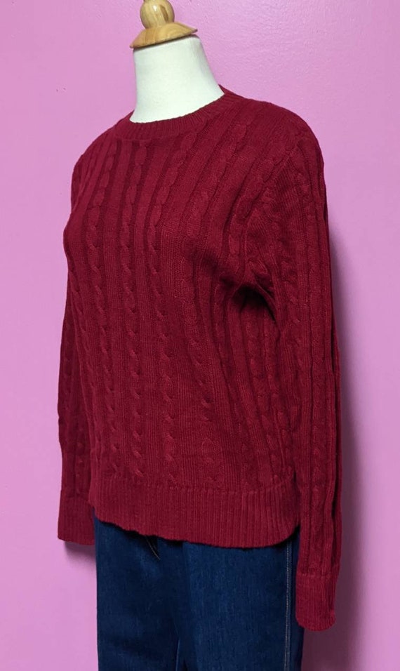 Sears/The Fashion Place/Cranberry Cable Knit Swea… - image 5