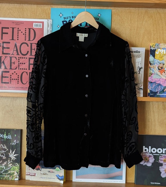 The Limited/90's Silk Blend Black Velvet Top/Size… - image 1