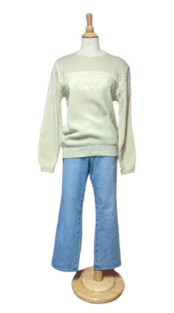 Vintage 70's Cream Knit Sweater/Gender Neutral/Un… - image 5