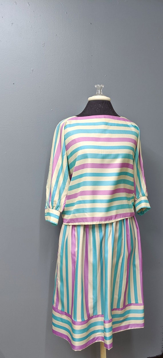 80's Main Street Skirt and Top Set/Striped Skirt … - image 4