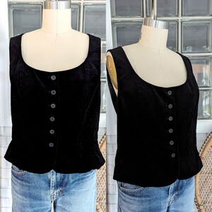 New York Company 90 s Black Velvet Waistcoat size 14 peplum Vest Etsy Australia
