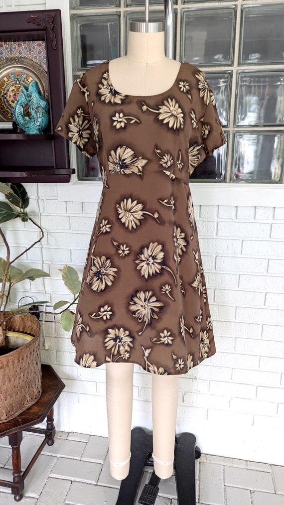 brown flowy dress short Brown Warm Cotton Waffle Fit and Flare Short Sleeveless Dress 60