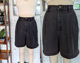 Liz Claiborne/Schwarze Plissee-Denim-Shorts/29" Taille/Größe 10/90er Vintage