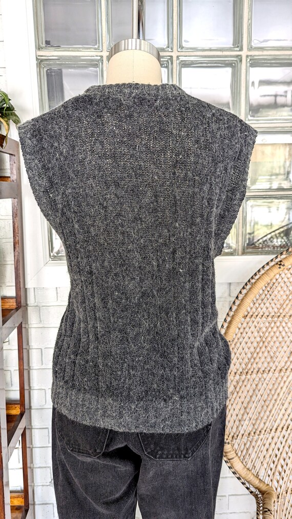 Country Craft/Fuzzy Gray Angora Knit Sweater Vest… - image 3
