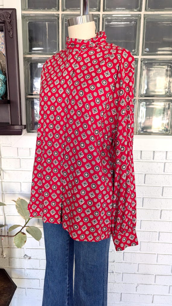 Pendleton/Red Print Blouse/Size 12/Button Up Blou… - image 4