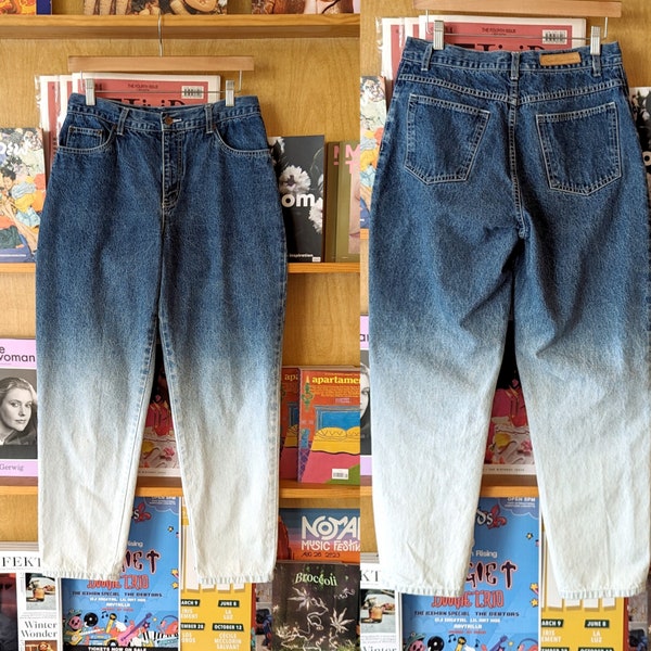 Bill Blass/Vintage Two Tone Ombre Denim Jeans/29" Waist/Size 8P/Tapered Leg/Mom Jeans