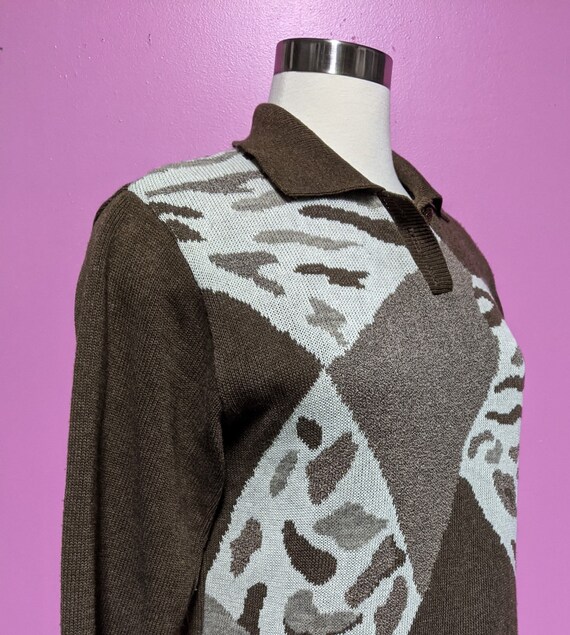 Vintage 90's Abstract Animal Print Sweater/Size L… - image 6