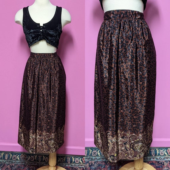 90's Leopard Print Skirt/Size 10/Animal Print Mid… - image 1