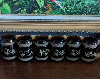 Vintage Set of 6 Siestaware Glasses/Western Themed Glassware/Mid-Century