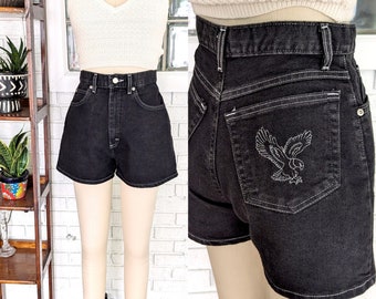 Sheplers/Vintage Western Black Denim Shorts/26" Taille/Größe 6/70er Denim Shorts