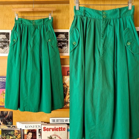 Ralph Lauren/90's Kelly Green Cotton Midi Skirt/24