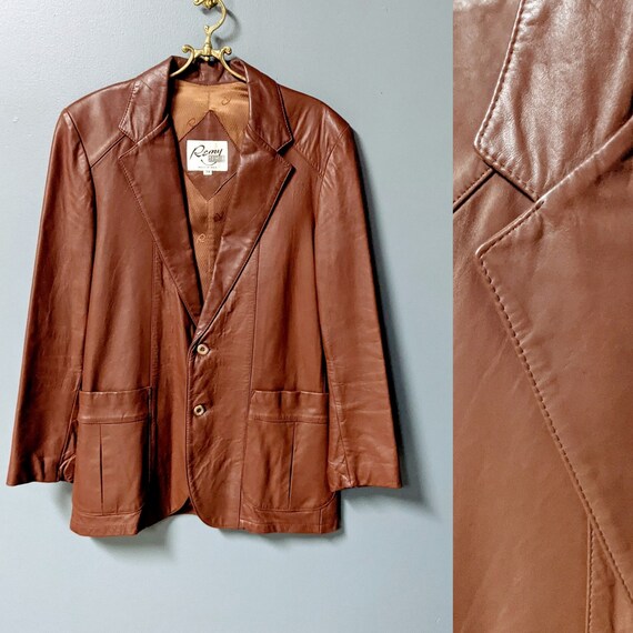 Remy/Men's Vintage 70's Brown Leather Jacket/Size