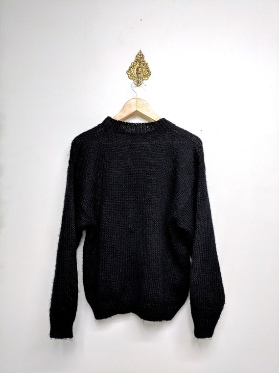 80's Black Floral Sweater/Size Medium/Women's Vin… - image 7