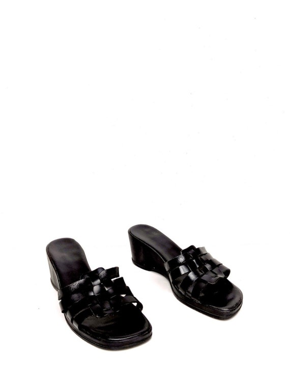 black woven sandals